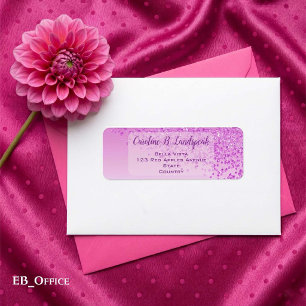 Rosa Glitter-Frosted Elegante Rücksende-Adressetik
