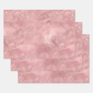 Rosa Glitter Glam Bling Trendige Stylische Für ihr Geschenkpapier Set