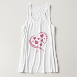 Rosa Glitter-Herz Romantischer Froher Valentinstag Tank Top