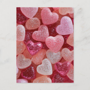 Rosa Glitter-Herzen-Design Valentinstagskarte Postkarte