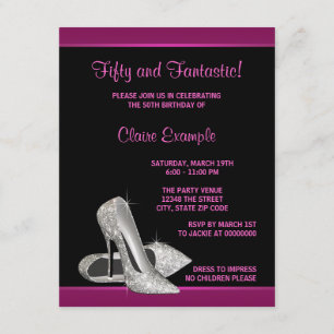 Rosa Glitter High Heels 50. Geburtstag Frau Einladung