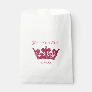 Rosa Glitter-Krone Geburtstags-Partygeschenktüten Geschenktütchen