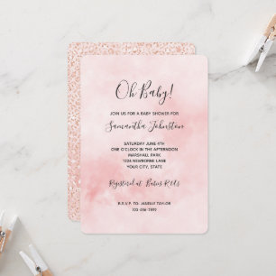 Rosa Glitter Leopard Baby Shower Einladung