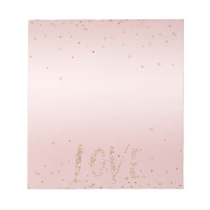Rosa Glitter Liebe Gold Konfetti        Notizblock