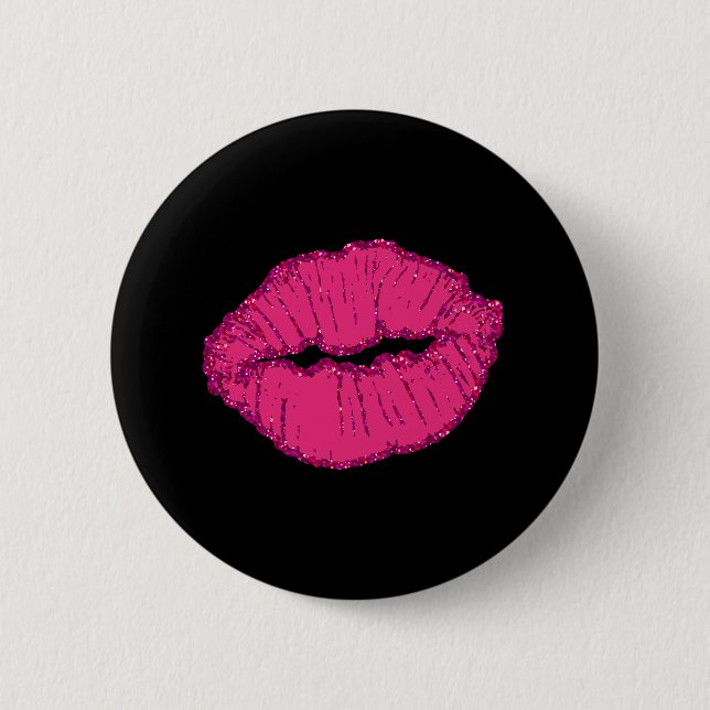 rosa Glitter-Lippen Button (Vorderseite)