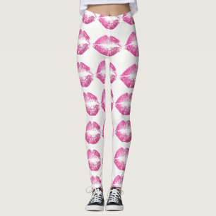 Rosa Glitter-Lippen Leggings