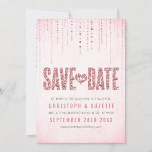 Rosa Glitter Look Save The Date