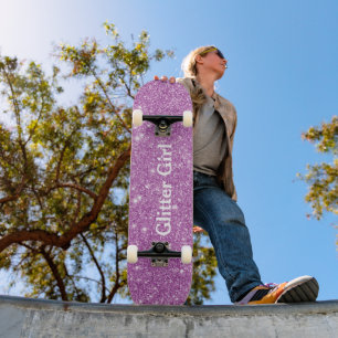 Rosa Glitter Mädchen Zeige Deine Glamour Funken Skateboard