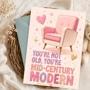 Rosa Glitter Mid-Century-Modern Geburtstag Karte