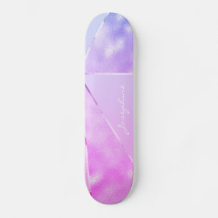 Rosa Glitter moderner Name personalisiert cool Skateboard