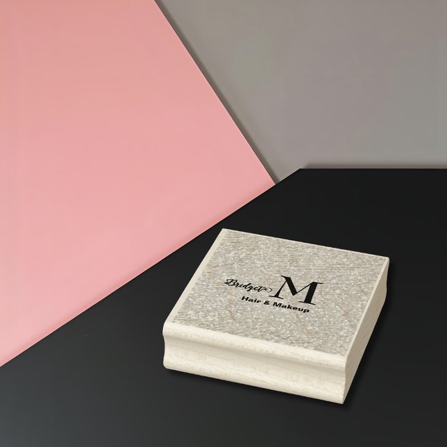 Rosa Glitter-Monogramm Frisur und Make-up Gummistempel (Von Creator hochgeladen)