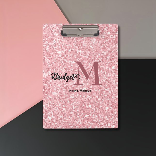 Rosa Glitter-Monogramm-Frisur und Make-up Klemmbrett (Von Creator hochgeladen)
