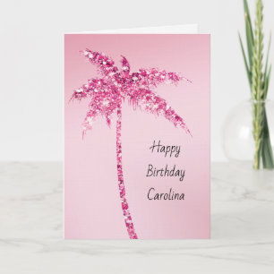 Rosa Glitter-Palmenbaum Ombre Gold Glanz Geburtsta Karte