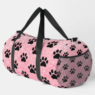 Rosa Glitter-Pfotenabdruck-Tasche für Haustiere Duffle Bag