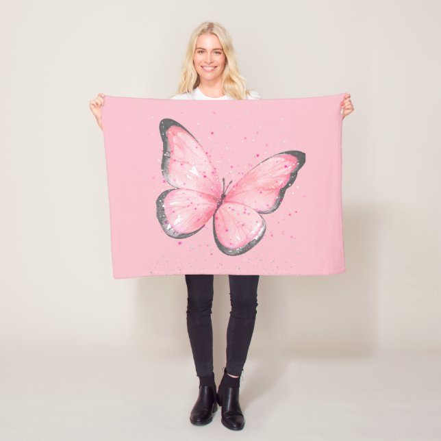 rosa Glitter-Schmetterling Fleecedecke (Beispiel)