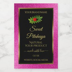 Rosa Glitter Schwarz Produktetiketten Feiner Goldr Lebensmitteletikett