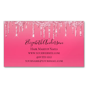 Rosa Glitter-Trend Mädchen Chic Modern Magnetische Visitenkarte
