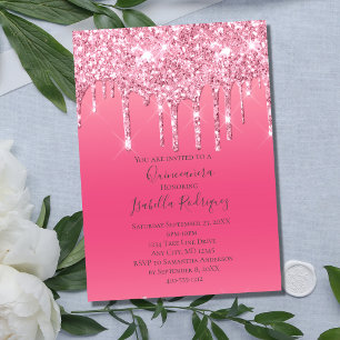 Rosa Glitter-Trend-Quinceanera für Mädchen Einladung