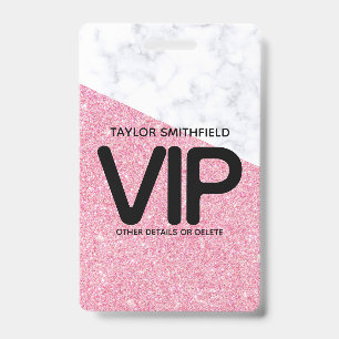 Rosa Glitter trendy VIP-Ausweisband individuell an Ausweis