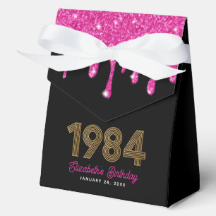 Rosa Glitter-Tropf-Effekt-Unechtes Gold 1984 40. G Geschenkschachtel