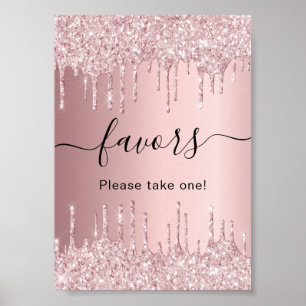 Rosa Glitter-Tropf-Partygeschenke-Schild Poster