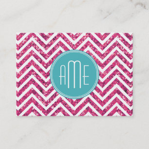 Rosa Glitter und Minze Eigenes Monogramm Visitenkarte