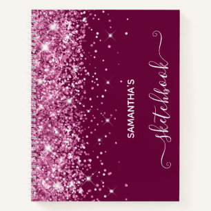 Rosa Glitter und Wein Mädchen Skizzenbuch Notizbuch