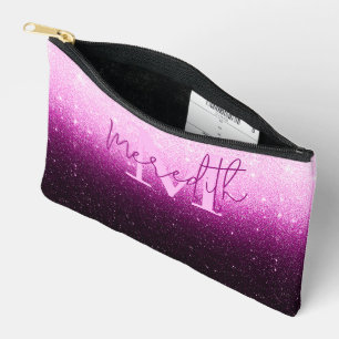 Rosa Glitter-Verlauf personalisiert Zubehörtasche