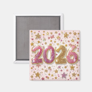 Rosa Glitter Zahlen 2026 Magnet