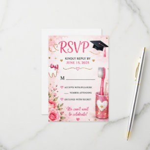 Rosa Glitter-Zahnreinigungskartengrußkarte Futur RSVP Karte
