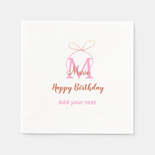 Rosa Glitterband mit Namen Buchstaben Monogramm Ge Serviette