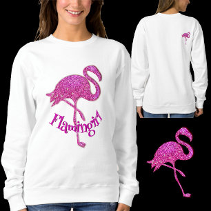 Rosa Glitterflamingo - anpassbarer Text Sweatshirt