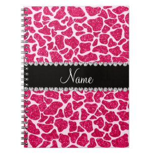 Rosa Glittergiraffe des individuellen Namens Notizblock