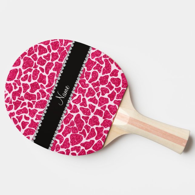 Rosa Glittergiraffe des individuellen Namens Tischtennis Schläger (Seitenansicht)
