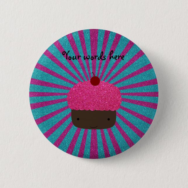 Rosa Glitterkuchen-Glittersonnendurchbruch Button (Vorderseite)