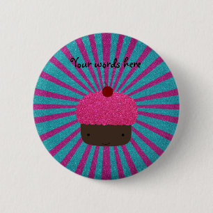 Rosa Glitterkuchen-Glittersonnendurchbruch Button