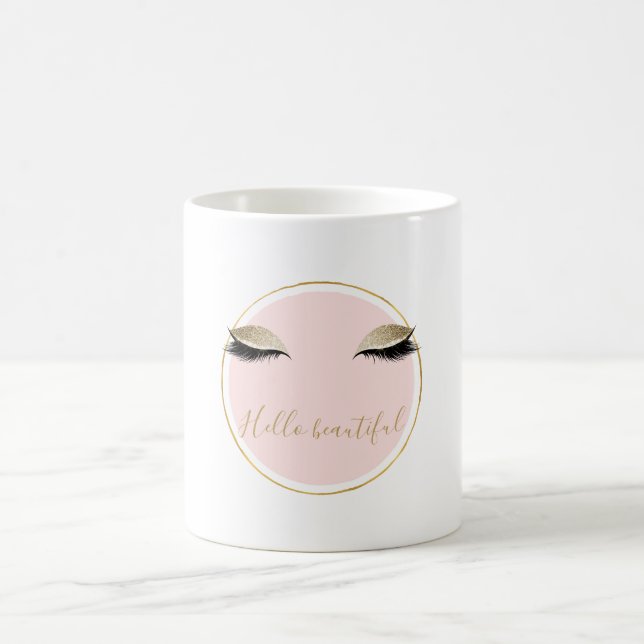 Rosa Glitze schwarze Eyelasenjacke Kaffeetasse (Mittel)