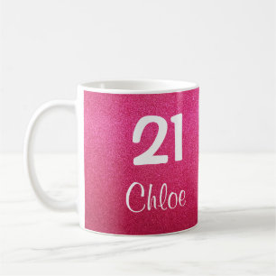 Rosa Glitzer-21. Geburtstags-Tasse (kundengerecht) Kaffeetasse
