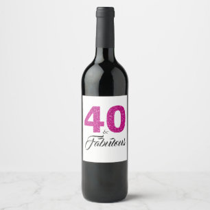 Rosa Glitzer 40 und fabelhaftes 40. Geburtstag Par Weinetikett
