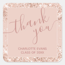 Rosa Glitzer Abschluss Danke Square Sticker