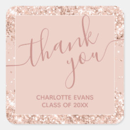 Rosa Glitzer Abschluss Danke Square Sticker