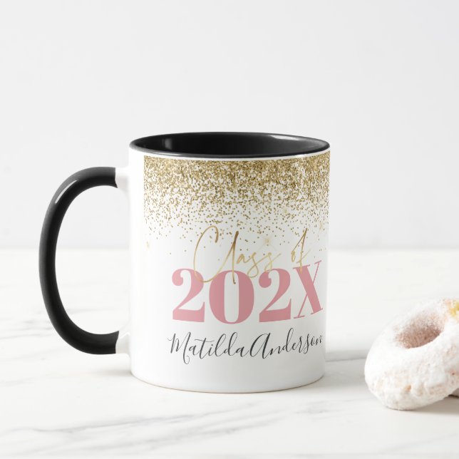 Rosa Glitzer Abschluss Tasse (Mit Donut)