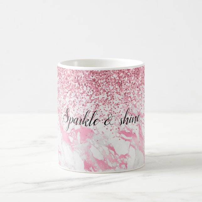 Rosa Glitzer aus weißem Marmor Kaffeetasse (Mittel)