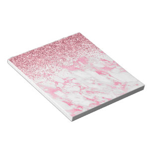 Rosa Glitzer aus weißem Marmor Notizblock