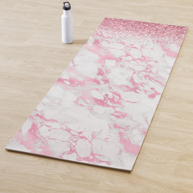 Rosa Glitzer aus weißem Marmor Yogamatte (Beispiel)