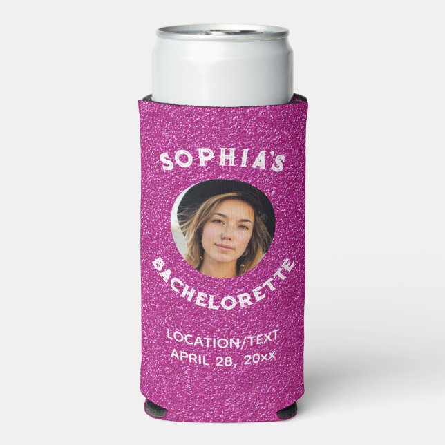 Rosa Glitzer Bacherolette Gastgeschenk Bridge Foto Selters Dosenkühler (Seltzer Vorderseite)