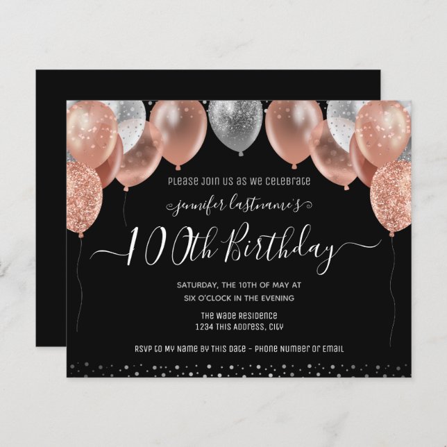 Rosa Glitzer Balloons 100. Geburtstagsparty (Vorne/Hinten)