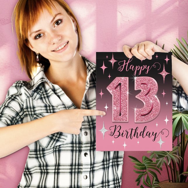 Rosa Glitzer Big 13. Geburtstag Karte (Von Creator hochgeladen)