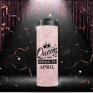 Rosa Glitzer Birthday Girl Queens sind Geboren in Thermosbecher