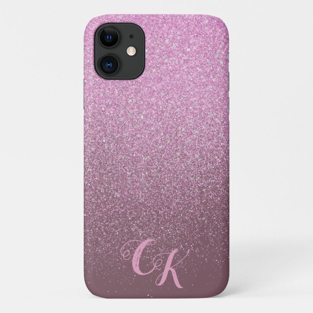 Rosa Glitzer blau schimmern Personalisierte Telefo Case-Mate iPhone Hülle (Rückseite)